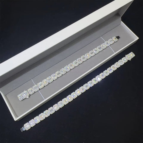 Diamond bracelet in a white box on a black background

